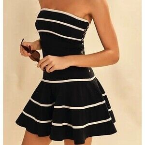 Free People Free-Est Ravine Mini Dress Contrast Tube Cotton Black Swing S 286490